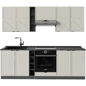 Complete keukeneenheid grijs/beige/antraciet 235x60x81.6 fame-line Complete keukeneenheid grijs/beige/antraciet 235x60x81.6 fame-line