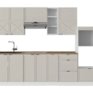 Complete keukeneenheid grijs/beige/wit 280x60x81.6 fame-line Complete keukeneenheid grijs/beige/wit 280x60x81.6 fame-line