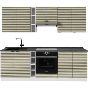 Complete keukeneenheid eiken paneel/wit 235x60x81.6 fame-line Complete keukeneenheid eiken paneel/wit 235x60x81.6 fame-line