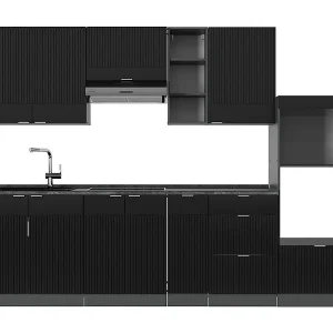 Complete keukeneenheid zwart gestreept/antraciet 280x60x81.6 fame-line Complete keukeneenheid zwart gestreept/antraciet 280x60x81.6 fame-line