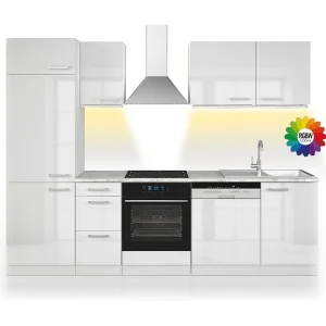 Complete keukeneenheid wit hoogglans/wit 270x46x81.6 optima Complete keukeneenheid wit hoogglans/wit 270x46x81.6 optima