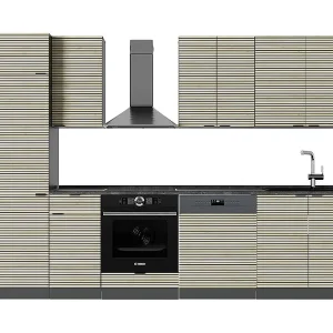 Complete keukeneenheid eiken paneel/antraciet 300x60x81.6 fame-line Complete keukeneenheid eiken paneel/antraciet 300x60x81.6 fame-line
