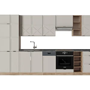 Complete keukeneenheid grijs/beige/gouden eik 355x60x81.6 fame-line