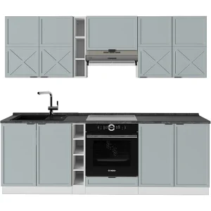 Complete keukeneenheid licht blauw-grijs/wit 235x60x81.6 fame-line Complete keukeneenheid licht blauw-grijs/wit 235x60x81.6 fame-line
