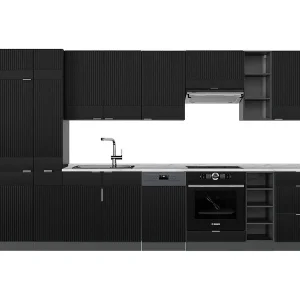 Complete keukeneenheid zwart gestreept/antraciet 355x60x81.6 fame-line Complete keukeneenheid zwart gestreept/antraciet 355x60x81.6 fame-line