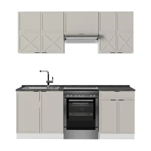 Complete keukeneenheid grijs/beige/wit 200x60x81.6 fame-line Complete keukeneenheid grijs/beige/wit 200x60x81.6 fame-line