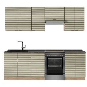 Complete keukeneenheid eiken paneel/goudkraft eik 240x60x81.6 fame-line Complete keukeneenheid eiken paneel/goudkraft eik 240x60x81.6 fame-line