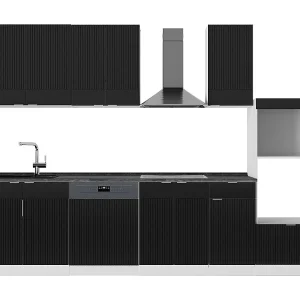 Complete keukeneenheid zwart gestreept/wit 300x60x81.6 fame-line Complete keukeneenheid zwart gestreept/wit 300x60x81.6 fame-line