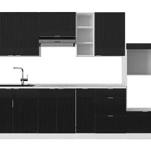 Complete keukeneenheid zwart gestreept/wit 280x46x81.6 fame-line Complete keukeneenheid zwart gestreept/wit 280x46x81.6 fame-line