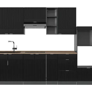 Complete keukeneenheid zwart gestreept/antraciet 280x60x81.6 fame-line Complete keukeneenheid zwart gestreept/antraciet 280x60x81.6 fame-line