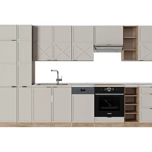 Complete keukeneenheid grijs/beige/gouden eik 355x60x81.6 fame-line