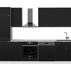 Complete keukeneenheid zwart gestreept/wit 300x60x81.6 fame-line Complete keukeneenheid zwart gestreept/wit 300x60x81.6 fame-line