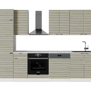 Complete keukeneenheid eiken paneel/wit 300x60x81.6 fame-line Complete keukeneenheid eiken paneel/wit 300x60x81.6 fame-line