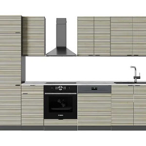 Complete keukeneenheid eiken paneel/antraciet 300x60x81.6 fame-line Complete keukeneenheid eiken paneel/antraciet 300x60x81.6 fame-line