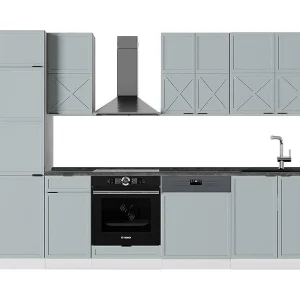Complete keukeneenheid licht blauw-grijs/wit 300x60x81.6 fame-line
