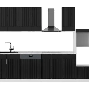 Complete keukeneenheid zwart gestreept/wit 300x60x81.6 fame-line Complete keukeneenheid zwart gestreept/wit 300x60x81.6 fame-line