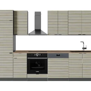 Complete keukeneenheid eiken paneel/antraciet 300x60x81.6 fame-line Complete keukeneenheid eiken paneel/antraciet 300x60x81.6 fame-line