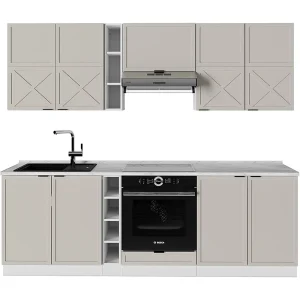 Complete keukeneenheid grijs/beige/wit 235x46x81.6 fame-line Complete keukeneenheid grijs/beige/wit 235x46x81.6 fame-line
