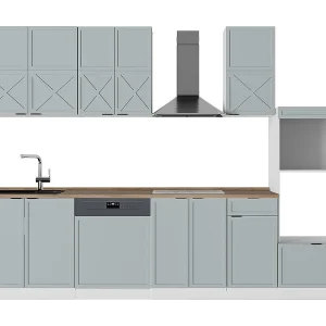 Complete keukeneenheid licht blauw-grijs/wit 300x60x81.6 fame-line