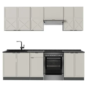 Complete keukeneenheid grijs/beige/antraciet 240x60x81.6 fame-line Complete keukeneenheid grijs/beige/antraciet 240x60x81.6 fame-line