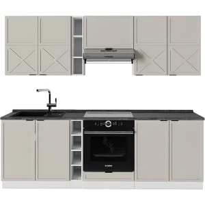 Complete keukeneenheid grijs/beige/wit 235x60x81.6 fame-line Complete keukeneenheid grijs/beige/wit 235x60x81.6 fame-line