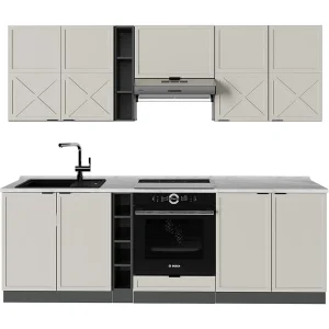 Complete keukeneenheid grijs/beige/antraciet 235x60x81.6 fame-line Complete keukeneenheid grijs/beige/antraciet 235x60x81.6 fame-line