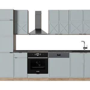 Complete keukeneenheid licht blauw-grijs/gouden eik 300x60x81.6 fame-line Complete keukeneenheid licht blauw-grijs/gouden eik 300x60x81.6 fame-line