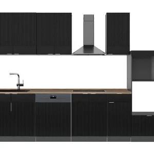 Complete keukeneenheid zwart gestreept/antraciet 300x60x81.6 fame-line Complete keukeneenheid zwart gestreept/antraciet 300x60x81.6 fame-line