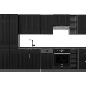 Complete keukeneenheid zwart gestreept/antraciet 355x60x81.6 fame-line Complete keukeneenheid zwart gestreept/antraciet 355x60x81.6 fame-line