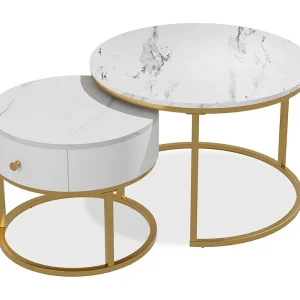 Couchtisch-Set marmor weiß 70x70x48 madrid Couchtisch-Set marmor weiß 70x70x48 madrid