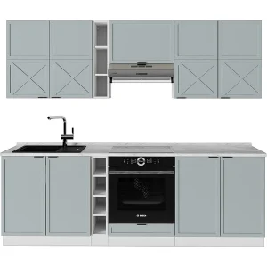 Complete keukeneenheid licht blauw-grijs/wit 235x60x81.6 fame-line Complete keukeneenheid licht blauw-grijs/wit 235x60x81.6 fame-line