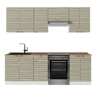 Complete keukeneenheid eiken paneel/wit 240x60x81.6 fame-line Complete keukeneenheid eiken paneel/wit 240x60x81.6 fame-line