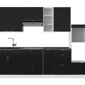 Complete keukeneenheid zwart gestreept/wit 280x60x81.6 fame-line Complete keukeneenheid zwart gestreept/wit 280x60x81.6 fame-line