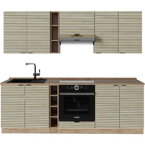 Complete keukeneenheid eiken paneel/goudkraft eik 235x60x81.6 fame-line Complete keukeneenheid eiken paneel/goudkraft eik 235x60x81.6 fame-line