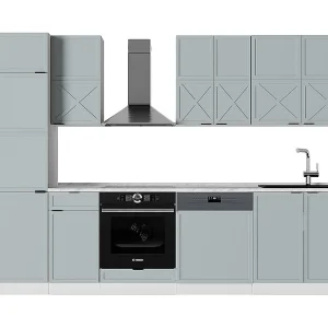 Complete keukeneenheid licht blauw-grijs/wit 300x46x81.6 fame-line