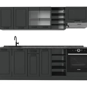 Complete keukeneenheid antraciet landhuis/antraciet 240x60x81.6 r-line Complete keukeneenheid antraciet landhuis/antraciet 240x60x81.6 r-line