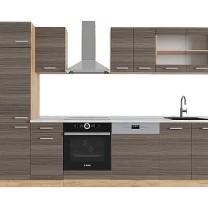 Complete keukeneenheid edel grijs/gouden eik 300x60x81.6 r-line