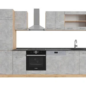 Complete keukeneenheid beton/gouden eik 300x60x81.6 r-line Complete keukeneenheid beton/gouden eik 300x60x81.6 r-line
