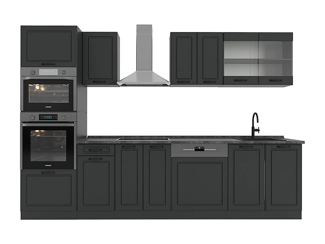 Complete keukeneenheid antraciet landhuis/antraciet 300x46x81.6 r-line