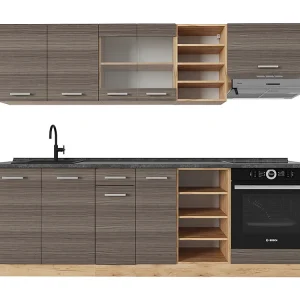 Complete keukeneenheid edel grijs/gouden eik 240x60x81.6 r-line Complete keukeneenheid edel grijs/gouden eik 240x60x81.6 r-line