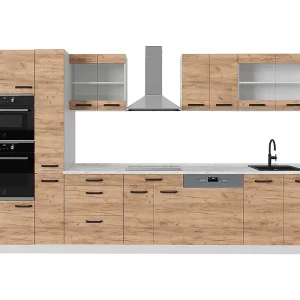 Complete keukeneenheid eik goud/wit 350x46x81.6 r-line Complete keukeneenheid eik goud/wit 350x46x81.6 r-line