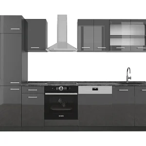 Complete keukeneenheid antraciet hoogglans/antraciet 300x60x81.6 r-line Complete keukeneenheid antraciet hoogglans/antraciet 300x60x81.6 r-line