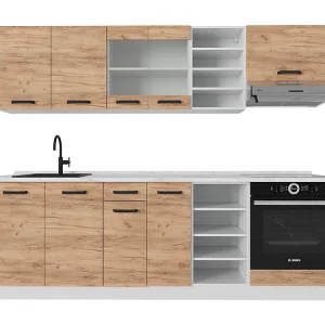 Complete keukeneenheid eik goud/wit 240x60x81.6 r-line Complete keukeneenheid eik goud/wit 240x60x81.6 r-line