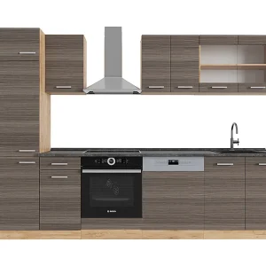 Complete keukeneenheid edel grijs/gouden eik 300x60x81.6 r-line
