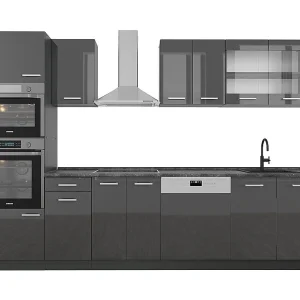 Complete keukeneenheid antraciet hoogglans/antraciet 300x60x81.6 r-line Complete keukeneenheid antraciet hoogglans/antraciet 300x60x81.6 r-line