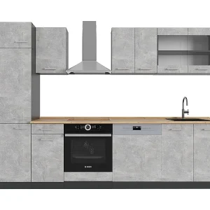 Complete keukeneenheid beton/antraciet 300x46x81.6 r-line Complete keukeneenheid beton/antraciet 300x46x81.6 r-line