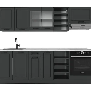 Complete keukeneenheid antraciet landhuis/antraciet 240x60x81.6 r-line Complete keukeneenheid antraciet landhuis/antraciet 240x60x81.6 r-line