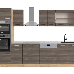 Complete keukeneenheid edel grijs/gouden eik 300x60x81.6 r-line