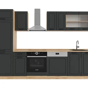 Complete keukeneenheid antraciet landhuis/gouden eik 300x60x81.6 r-line Complete keukeneenheid antraciet landhuis/gouden eik 300x60x81.6 r-line