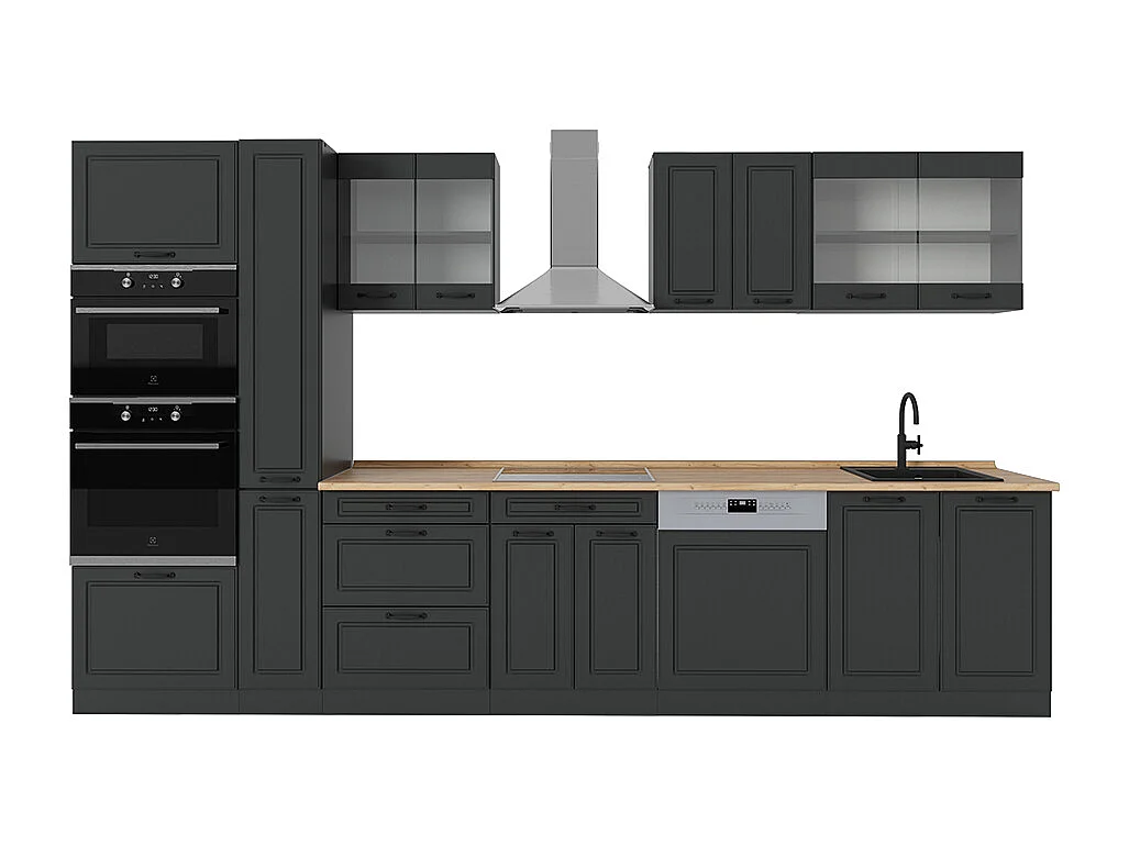 Complete keuken antraciet landhuis/antraciet 350x60x81.6 r-line